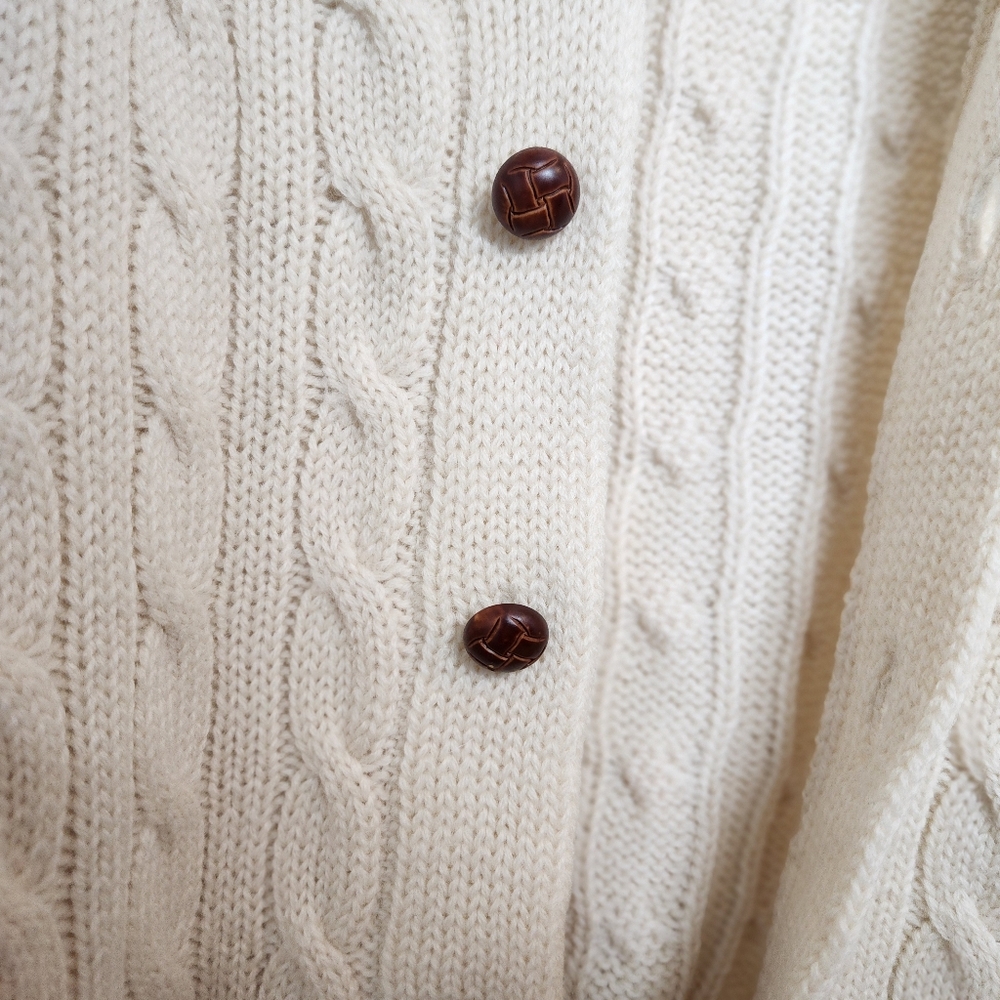 Mens JC Penney 100% Worsted Wool Button Cardigan Sweater Oatmeal Cream XL Tall - Picture 6 of 9